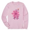 Women Life is Good Graphic Tees | Women'S Spring Daisy Dog Long Sleeve Crusher Tee Seashell Pink