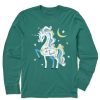 Kids Life is Good Graphic Tees | Kids One Of A Kind Unicorn Long Sleeve Crusher Tee Spruce Green