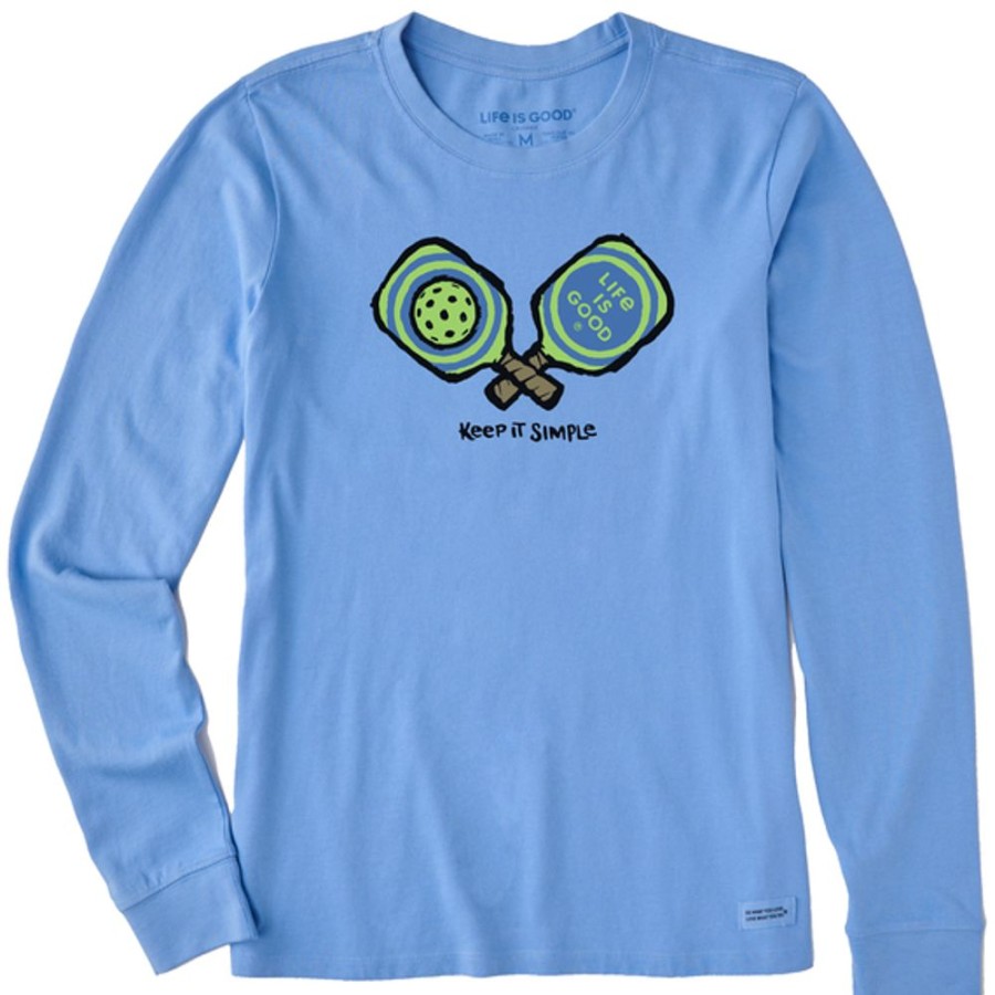 Home Life is Good Pickleball | Women'S Keep It Simple Pickleball Long Sleeve Crusher Tee Cornflower Blue