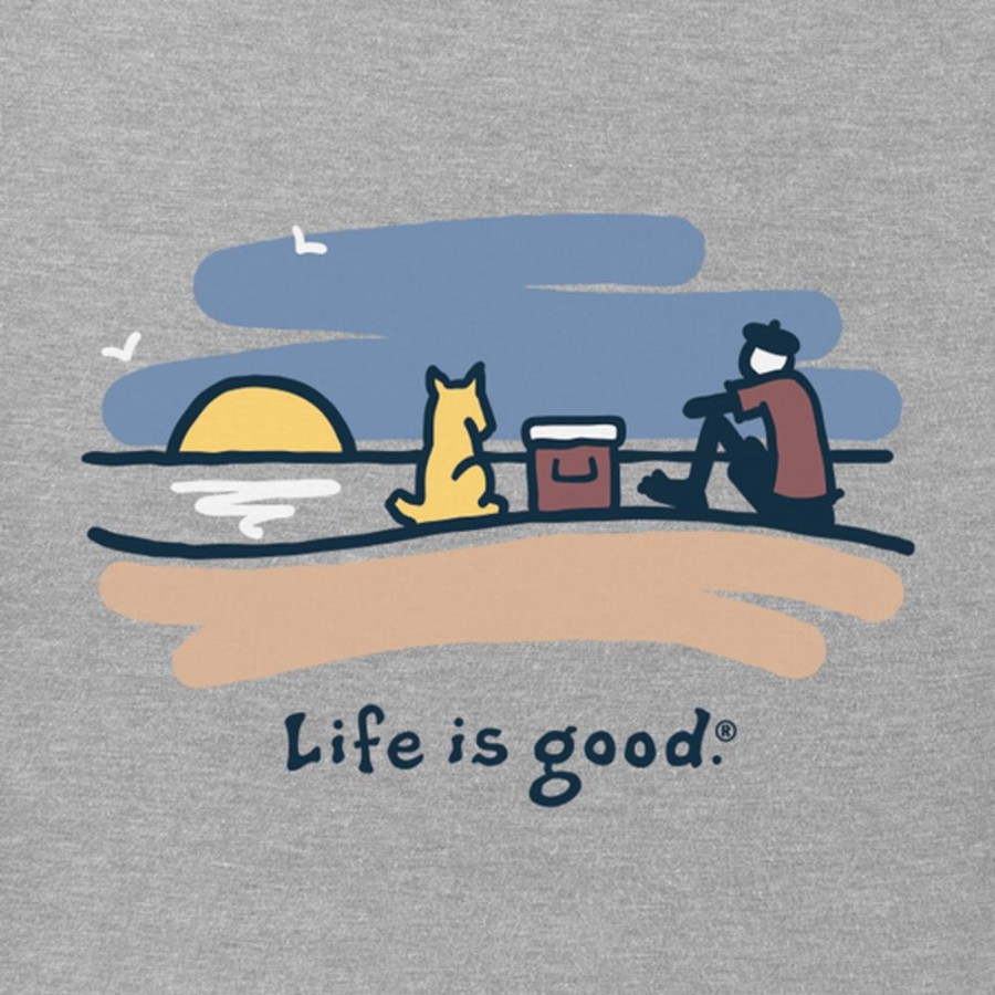 Men Life is Good Graphic Tees | Men'S Summer Gold Short Sleeve Tee Heather Gray