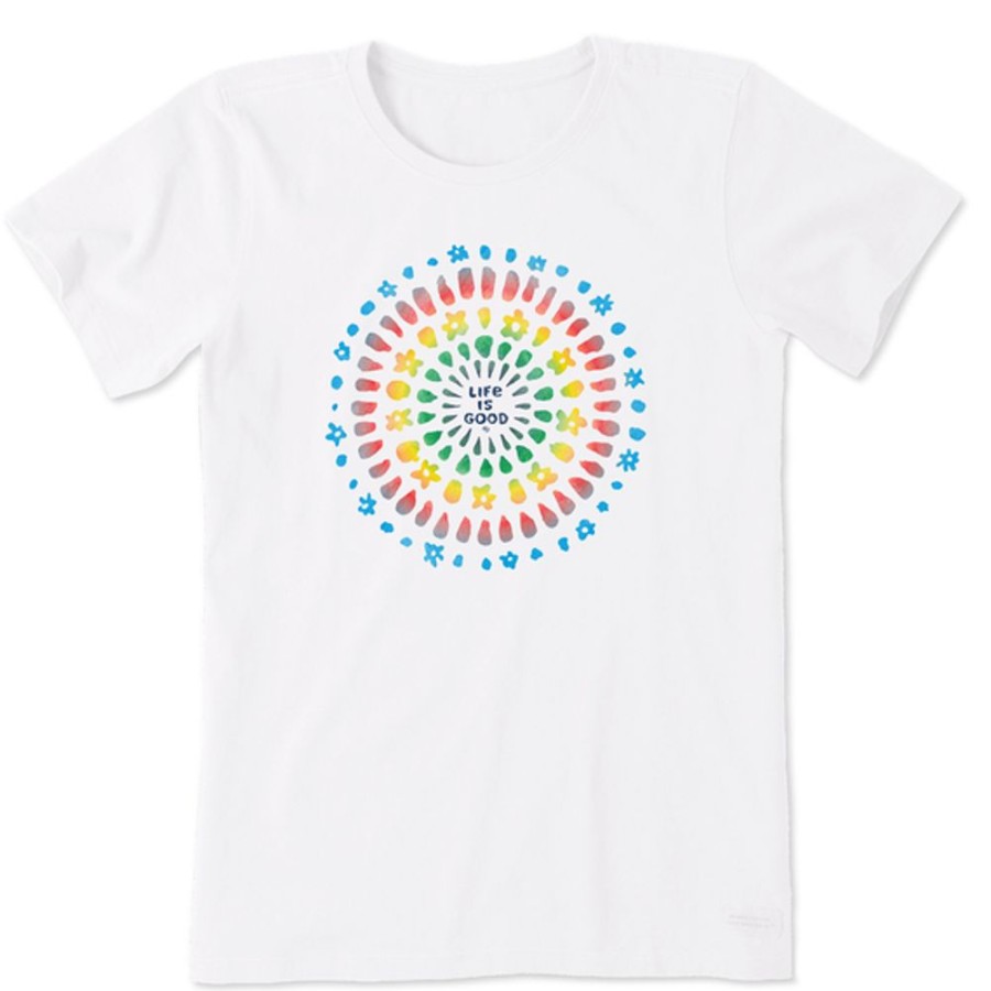 Women Life is Good Graphic Tees | Women'S Joy Explosion Vibes Crusher Tee Cloud White