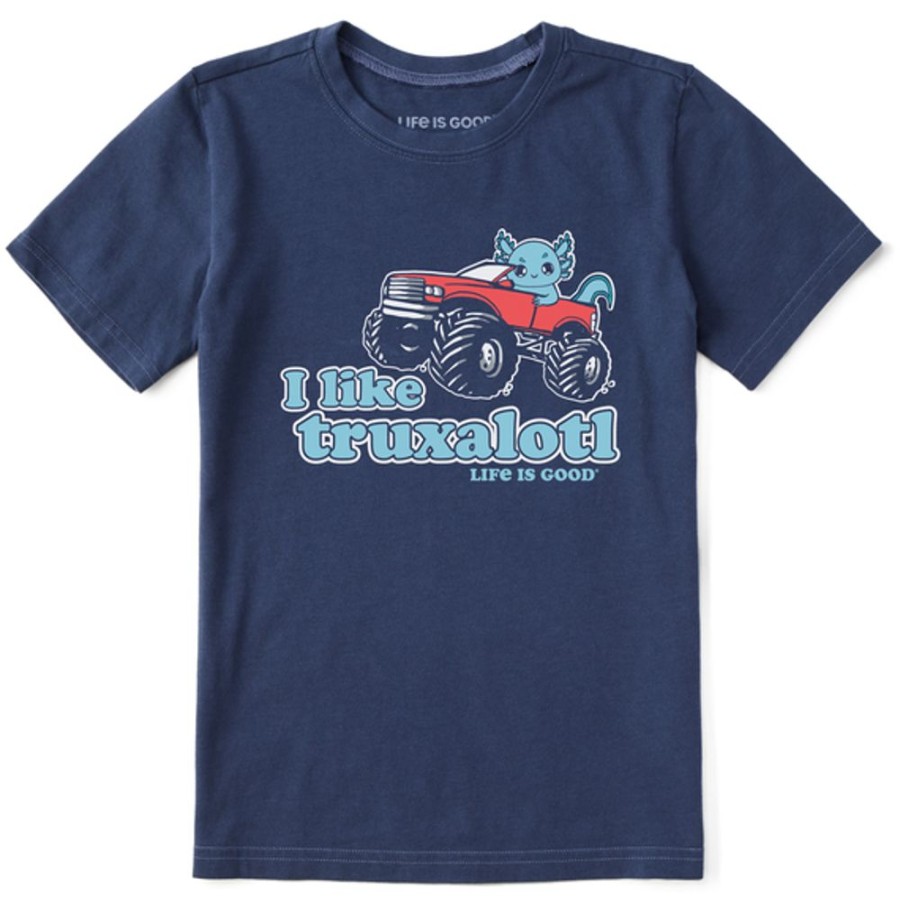 Kids Life is Good Graphic Tees | Kids Clean I Like Truxalotl Crusher Tee Darkest Blue