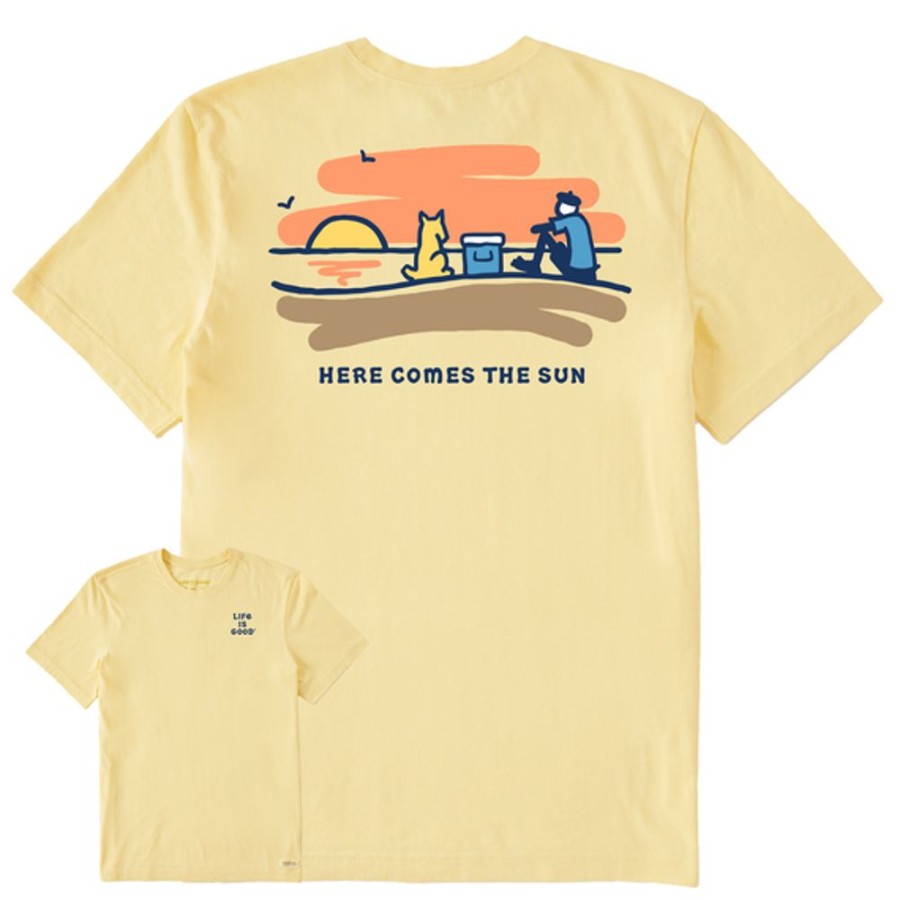 Men Life is Good Graphic Tees | Men'S Jake Rocket Sunset Crusher Tee Sandy Yellow