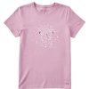 Women Life is Good Graphic Tees | Women'S Woodcut Birds On Birch Crusher Tee Violet Purple